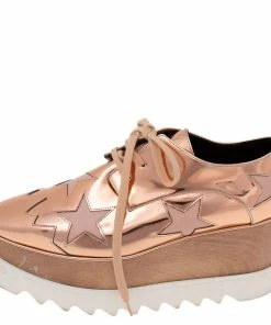 Flash Sale ✔️ Stella McCartney Rose Gold Faux Leather Elyse Star 👟 Sneakers Size 37 For 👩 Women 🔥 -Stella McCartney Shop luxury women stella mccartney used shoes p608018 003