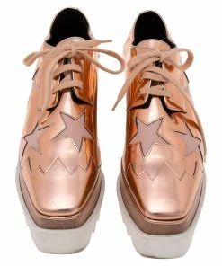 Flash Sale ✔️ Stella McCartney Rose Gold Faux Leather Elyse Star 👟 Sneakers Size 37 For 👩 Women 🔥 -Stella McCartney Shop luxury women stella mccartney used shoes p608018 004