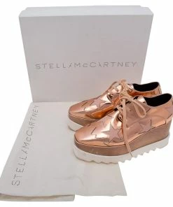 Flash Sale ✔️ Stella McCartney Rose Gold Faux Leather Elyse Star 👟 Sneakers Size 37 For 👩 Women 🔥 -Stella McCartney Shop luxury women stella mccartney used shoes p608018 010