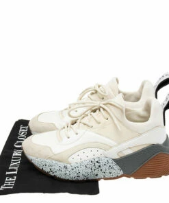 Flash Sale 🔥 Stella McCartney Beige/White Faux Leather And Faux Suede Eclypse Chunky 👟 Sneakers Size 38 For 👩 Women 😀 -Stella McCartney Shop luxury women stella mccartney used shoes p608221 001