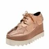 Cheap 💯 Stella McCartney Rose Gold Faux Patent And Leather Elyse Star Platform Lace Up 👟 Sneakers Size 36 For 👩 Women 😉 -Stella McCartney Shop luxury women stella mccartney used shoes p608800 003