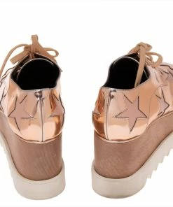 Cheap 💯 Stella McCartney Rose Gold Faux Patent And Leather Elyse Star Platform Lace Up 👟 Sneakers Size 36 For 👩 Women 😉 -Stella McCartney Shop luxury women stella mccartney used shoes p608800 006