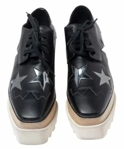 Promo ⌛ Stella McCartney Black Faux Leather Elyse Star Platform Derby 👟 Sneakers Size 36 For 👩 Women ❤️ -Stella McCartney Shop luxury women stella mccartney used shoes p608840 1647232674 006