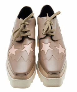 Flash Sale 🛒 Stella McCartney Beige Faux Leather Elyse Star Platform Lace Up Derby Size 37.5 For 👩 Women 🛒 -Stella McCartney Shop luxury women stella mccartney used shoes p610216 004