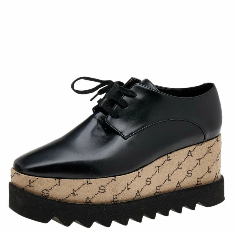 Best deal 🎁 Stella McCartney Black/Beige Faux Leather Monogram Elyse Platform Derby 👟 Sneakers Size 38 For 👩 Women 🎁 3 Best deal 🎁 Stella McCartney Black/Beige Faux Leather Monogram Elyse Platform Derby 👟 Sneakers Size 38 For 👩 Women 🎁
