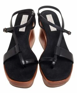 Best Sale 😍 Stella McCartney Black Faux Leather Wooden Platform 🩴 Sandals Size 39 For 👩 Women 😍 -Stella McCartney Shop luxury women stella mccartney used shoes p614678 003
