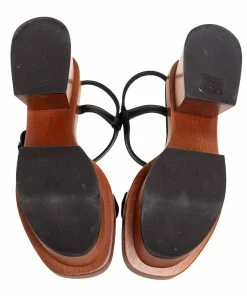 Best Sale 😍 Stella McCartney Black Faux Leather Wooden Platform 🩴 Sandals Size 39 For 👩 Women 😍 -Stella McCartney Shop luxury women stella mccartney used shoes p614678 008