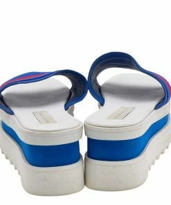 Best reviews of 😉 Stella McCartney Blue Faux Leather And Fabric Platform Slides 🩴 Sandals Size 36 For 👩 Women 🎉 -Stella McCartney Shop luxury women stella mccartney used shoes p615351 005