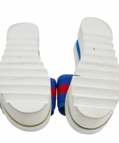 Best reviews of 😉 Stella McCartney Blue Faux Leather And Fabric Platform Slides 🩴 Sandals Size 36 For 👩 Women 🎉 -Stella McCartney Shop luxury women stella mccartney used shoes p615351 010