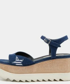 Cheapest 👏 Stella McCartney Blue Denim Elyse Platform Ankle Strap 🩴 Sandals Size 39.5 For 👩 Women 🤩