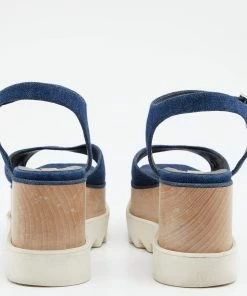 Cheapest 👏 Stella McCartney Blue Denim Elyse Platform Ankle Strap 🩴 Sandals Size 39.5 For 👩 Women 🤩 -Stella McCartney Shop luxury women stella mccartney used shoes p621837 006