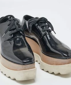 Flash Sale 🤩 Stella McCartney Black Faux Patent Leather Elyse Platform Derby 👟 Sneakers Size 36 For 👩 Women 🎁 -Stella McCartney Shop luxury women stella mccartney used shoes p621873 006