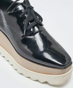 Flash Sale 🤩 Stella McCartney Black Faux Patent Leather Elyse Platform Derby 👟 Sneakers Size 36 For 👩 Women 🎁 -Stella McCartney Shop luxury women stella mccartney used shoes p621873 008