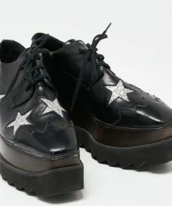 Promo 👏 Stella McCartney Black Faux Leather Elyse Star 👟 Sneakers Size 38 For 👩 Women ⭐ -Stella McCartney Shop luxury women stella mccartney used shoes p622586 005