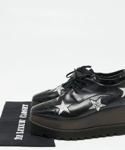 Promo 👏 Stella McCartney Black Faux Leather Elyse Star 👟 Sneakers Size 38 For 👩 Women ⭐ -Stella McCartney Shop luxury women stella mccartney used shoes p622586 010