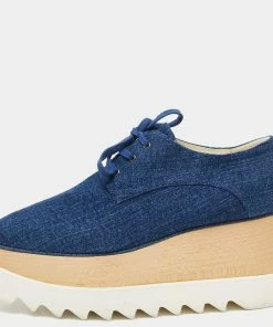 Flash Sale 🤩 Stella McCartney Blue Denim Elyse Platform Derby 👟 Sneakers Size 38 For 👩 Women 🔔