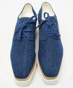 Flash Sale 🤩 Stella McCartney Blue Denim Elyse Platform Derby 👟 Sneakers Size 38 For 👩 Women 🔔 -Stella McCartney Shop luxury women stella mccartney used shoes p622615 003