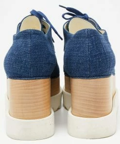 Flash Sale 🤩 Stella McCartney Blue Denim Elyse Platform Derby 👟 Sneakers Size 38 For 👩 Women 🔔 -Stella McCartney Shop luxury women stella mccartney used shoes p622615 004