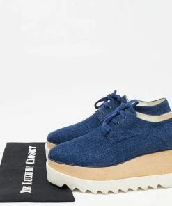 Flash Sale 🤩 Stella McCartney Blue Denim Elyse Platform Derby 👟 Sneakers Size 38 For 👩 Women 🔔 -Stella McCartney Shop luxury women stella mccartney used shoes p622615 010