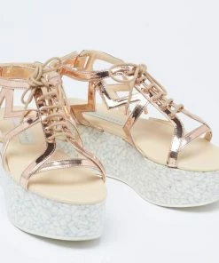 Cheapest 🤩 Stella McCartney Metallic Bronze Faux Patent Leather Hackney Platform 🩴 Sandals Size 36 For 👩 Women 🤩 -Stella McCartney Shop luxury women stella mccartney used shoes p622676 1649824776 004