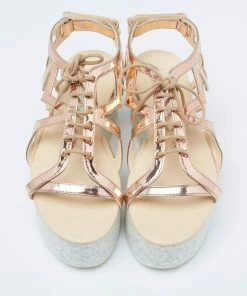 Cheapest 🤩 Stella McCartney Metallic Bronze Faux Patent Leather Hackney Platform 🩴 Sandals Size 36 For 👩 Women 🤩 -Stella McCartney Shop luxury women stella mccartney used shoes p622676 1649824778 005