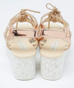 Cheapest 🤩 Stella McCartney Metallic Bronze Faux Patent Leather Hackney Platform 🩴 Sandals Size 36 For 👩 Women 🤩 -Stella McCartney Shop luxury women stella mccartney used shoes p622676 1649824782 006