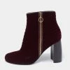 Coupon 🧨 Stella McCartney Burgundy Woven Velvet Block Heel Ankle Heel 🥾 Boots Size 40 For 👩 Women 🔔