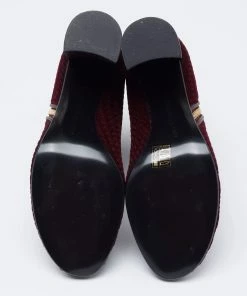 Coupon 🧨 Stella McCartney Burgundy Woven Velvet Block Heel Ankle Heel 🥾 Boots Size 40 For 👩 Women 🔔 -Stella McCartney Shop luxury women stella mccartney used shoes p625241 007