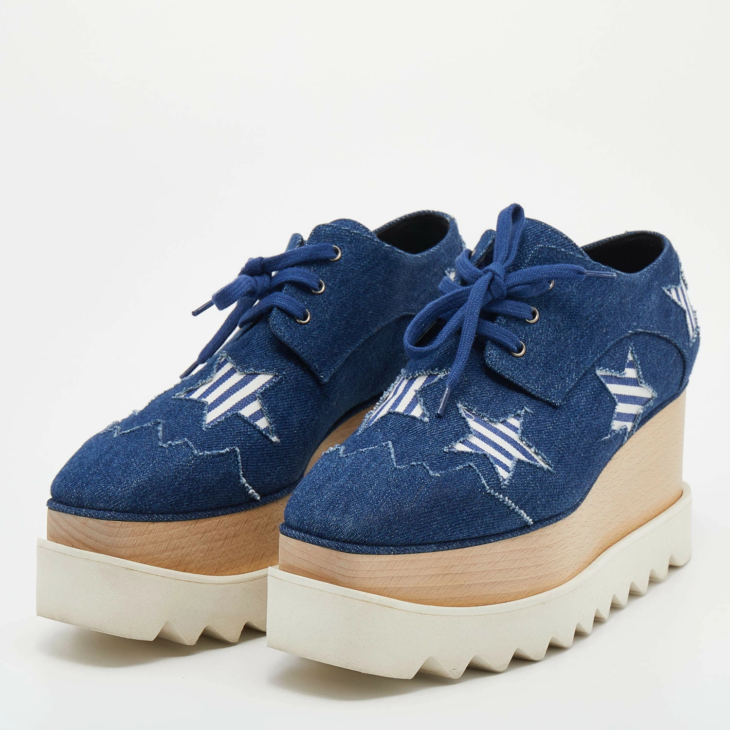 New ⌛ Stella McCartney Blue Denim Elyse Star Platform Lace Up 👟 Sneakers Size 37 For 👩 Women ✨ 4 New ⌛ Stella McCartney Blue Denim Elyse Star Platform Lace Up 👟 Sneakers Size 37 For 👩 Women ✨ - Image 2