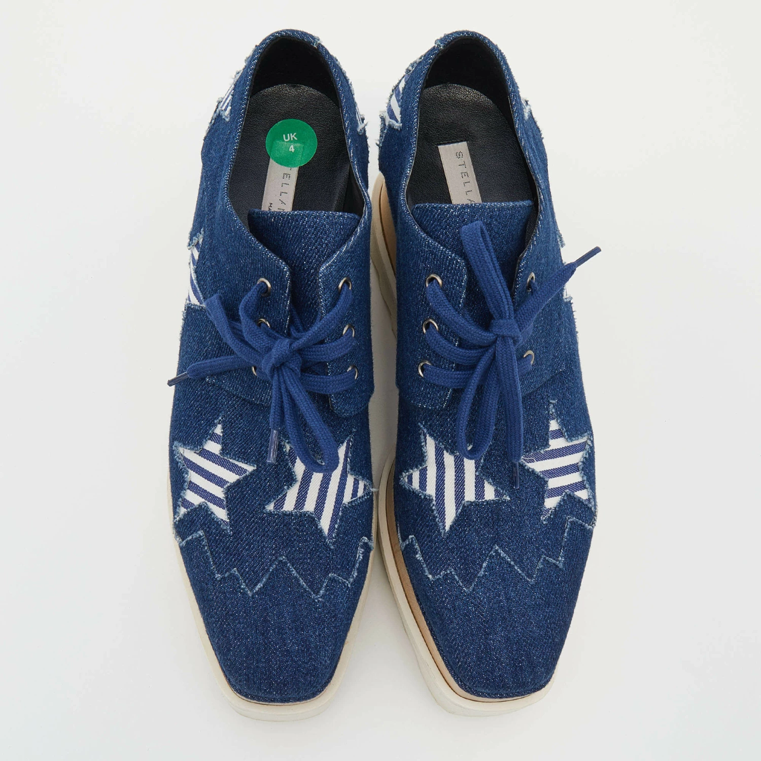 New ⌛ Stella McCartney Blue Denim Elyse Star Platform Lace Up 👟 Sneakers Size 37 For 👩 Women ✨ 5 New ⌛ Stella McCartney Blue Denim Elyse Star Platform Lace Up 👟 Sneakers Size 37 For 👩 Women ✨ - Image 3