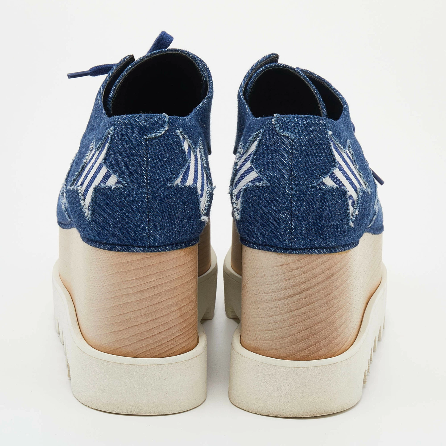 New ⌛ Stella McCartney Blue Denim Elyse Star Platform Lace Up 👟 Sneakers Size 37 For 👩 Women ✨ 7 New ⌛ Stella McCartney Blue Denim Elyse Star Platform Lace Up 👟 Sneakers Size 37 For 👩 Women ✨ - Image 5