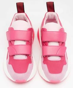Budget 🌟 Stella McCartney Pink Faux Leather And Fabric Velcro Strap Eclypse Low Top 👟 Sneakers Size 37 For 👩 Women ⭐ -Stella McCartney Shop luxury women stella mccartney used shoes p632786 003