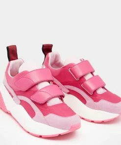 Budget 🌟 Stella McCartney Pink Faux Leather And Fabric Velcro Strap Eclypse Low Top 👟 Sneakers Size 37 For 👩 Women ⭐ -Stella McCartney Shop luxury women stella mccartney used shoes p632786 004