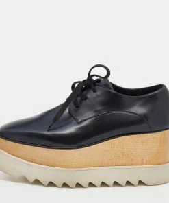 Promo ✨ Stella McCartney Black Faux Leather Elyse Platform Derby 👟 Sneakers Size 36 For 👩 Women ⌛
