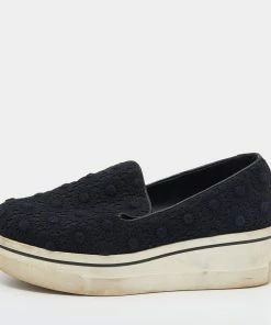 Wholesale 🧨 Stella McCartney Black Crochet And Canvas Platform Slip On 👟 Sneakers Size 38 For 👩 Women 🔔