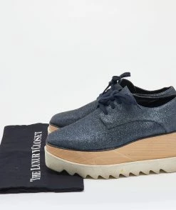 Budget 🛒 Stella McCartney Metallic Glitter Elyse Platform Derby 👟 Sneakers Size 38 For 👩 Women ✨ -Stella McCartney Shop luxury women stella mccartney used shoes p636363 001