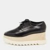 Flash Sale ⌛ Stella McCartney Black Faux Leather Elyse Platform Wedge 👟 Sneakers Size 39 For 👩 Women 😍 -Stella McCartney Shop luxury women stella mccartney used shoes p641090 003