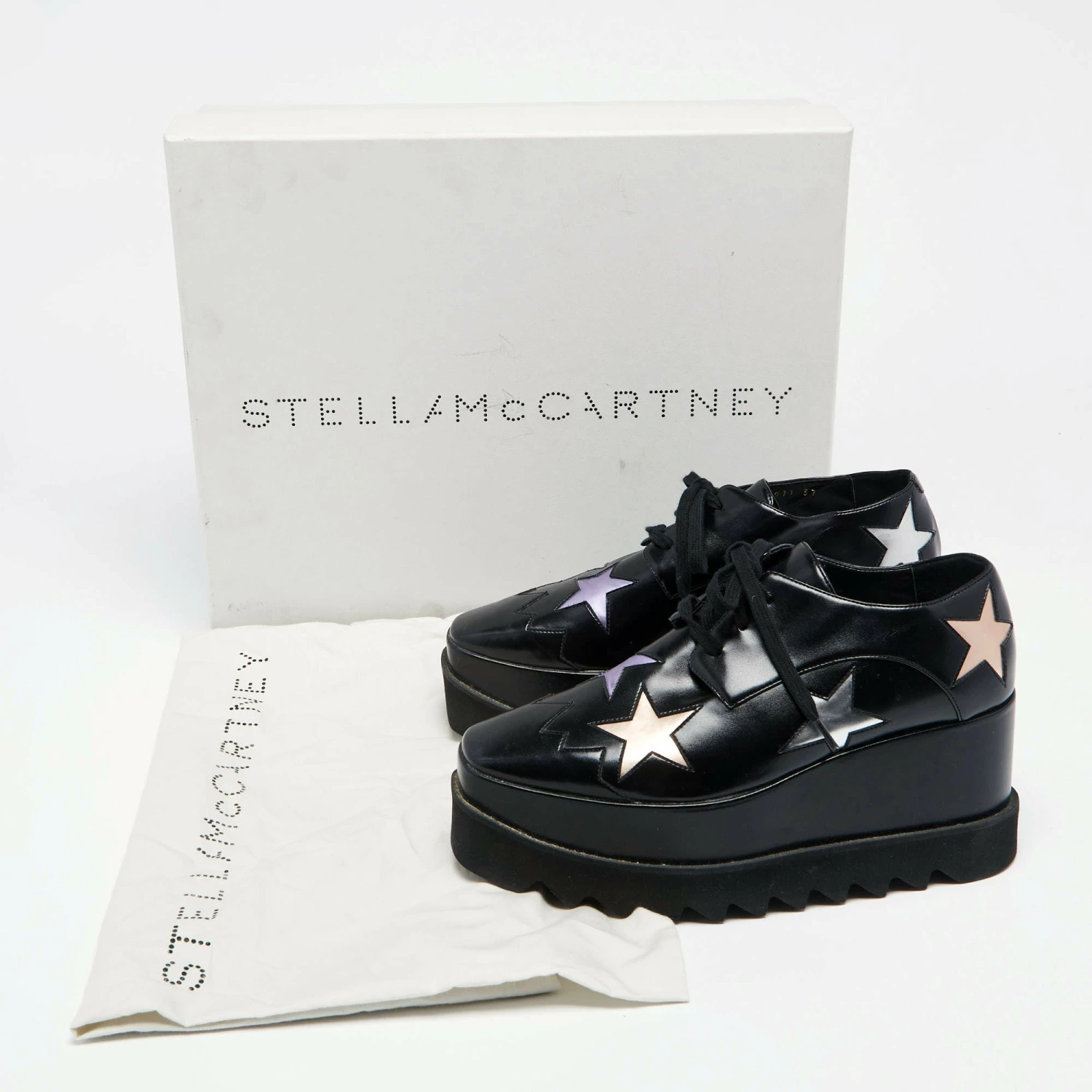 Discount 🤩 Stella McCartney Black Faux Leather Elyse Star Platform Lace Up 👟 Sneakers Size 37 For 👩 Women ⭐ 12 Discount 🤩 Stella McCartney Black Faux Leather Elyse Star Platform Lace Up 👟 Sneakers Size 37 For 👩 Women ⭐ - Image 10