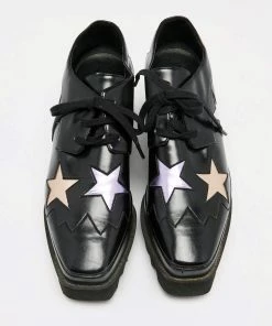 Discount 🤩 Stella McCartney Black Faux Leather Elyse Star Platform Lace Up 👟 Sneakers Size 37 For 👩 Women ⭐ 14 Discount 🤩 Stella McCartney Black Faux Leather Elyse Star Platform Lace Up 👟 Sneakers Size 37 For 👩 Women ⭐ -Stella McCartney Shop luxury women stella mccartney used shoes p642133 003