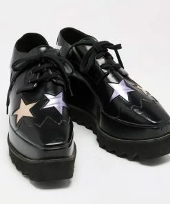 Discount 🤩 Stella McCartney Black Faux Leather Elyse Star Platform Lace Up 👟 Sneakers Size 37 For 👩 Women ⭐ 15 Discount 🤩 Stella McCartney Black Faux Leather Elyse Star Platform Lace Up 👟 Sneakers Size 37 For 👩 Women ⭐ -Stella McCartney Shop luxury women stella mccartney used shoes p642133 004