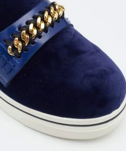 Discount 🌟 Stella McCartney Blue Velvet And Faux Leather Binx Chain Platform Loafers Size 38 For 👩 Women 🎁 -Stella McCartney Shop luxury women stella mccartney used shoes p648988 009