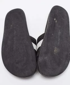 Discount 😍 Stella McCartney Black/White Faux Suede And Canvas Logo Slide Slippers Size 36 For 👩 Women ⌛ -Stella McCartney Shop luxury women stella mccartney used shoes p649633 001