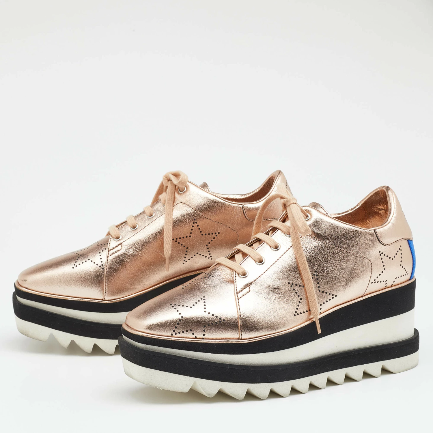 Promo ๐ Stella McCartney Metallic Gold Faux Perforated Leather Elyse Star Platform Derby Size 37 For ๐ฉ Women ๐ 4 Promo ๐ Stella McCartney Metallic Gold Faux Perforated Leather Elyse Star Platform Derby Size 37 For ๐ฉ Women ๐ - Image 2