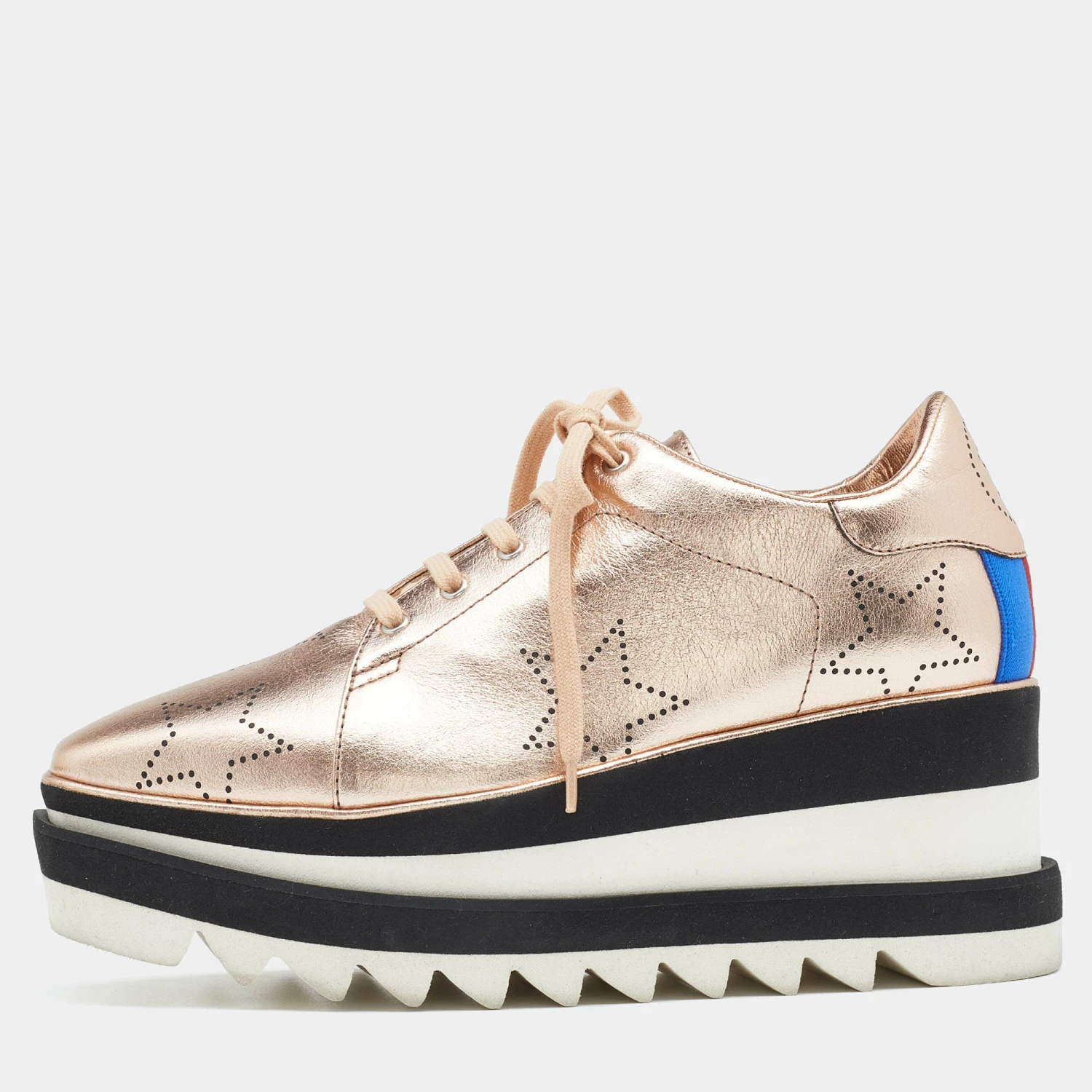 Promo ๐ Stella McCartney Metallic Gold Faux Perforated Leather Elyse Star Platform Derby Size 37 For ๐ฉ Women ๐ 3 Promo ๐ Stella McCartney Metallic Gold Faux Perforated Leather Elyse Star Platform Derby Size 37 For ๐ฉ Women ๐