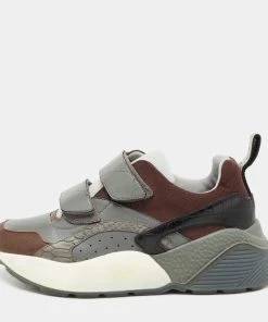 Discount 🌟 Stella McCartney Multicolor Faux Suede/Croc Embossed Leather Eclypse Velcro Strap 👟 Sneakers Size 40 For 👩 Women ⭐