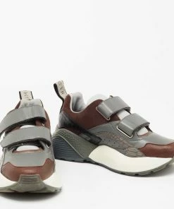 Discount 🌟 Stella McCartney Multicolor Faux Suede/Croc Embossed Leather Eclypse Velcro Strap 👟 Sneakers Size 40 For 👩 Women ⭐ -Stella McCartney Shop luxury women stella mccartney used shoes p656723 005