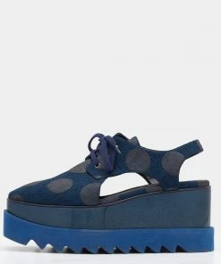 Coupon ๐ Stella McCartney Blue Canvas Elyse Cut-Out Platform Derby Size 37 For ๐ฉ Women ๐