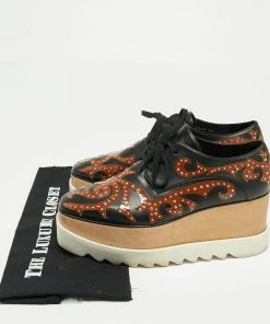 Buy ✔️ Stella McCartney Black/Brown Studded Appliquéd Faux Leather Platform Lace Up Derby Size 39 For 👩 Women 🔔 -Stella McCartney Shop luxury women stella mccartney used shoes p663031 010