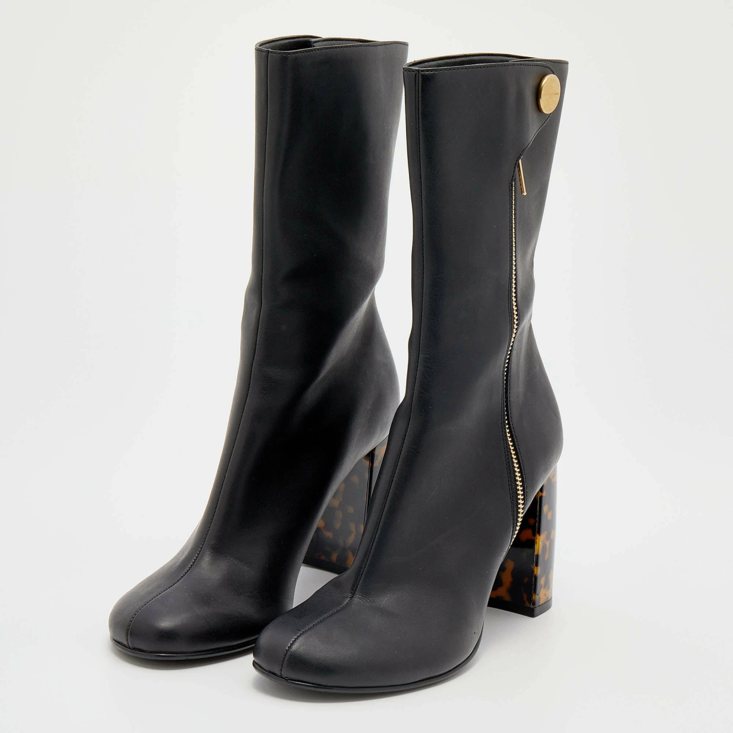 Discount ๐ Stella McCartney Black Faux Leather Tortoise Block Heel "Percy" Ankle ๐ฅพ Boots Size 37 For ๐ฉ Women ๐ 4 Discount ๐ Stella McCartney Black Faux Leather Tortoise Block Heel "Percy" Ankle ๐ฅพ Boots Size 37 For ๐ฉ Women ๐ - Image 2