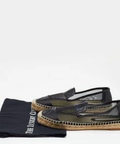 Promo 🤩 Stella McCartney Black Faux Leather And Mesh Sheer Panel Espadrilles Size 38 For 👩 Women 🥰 -Stella McCartney Shop luxury women stella mccartney used shoes p666461 001 scaled